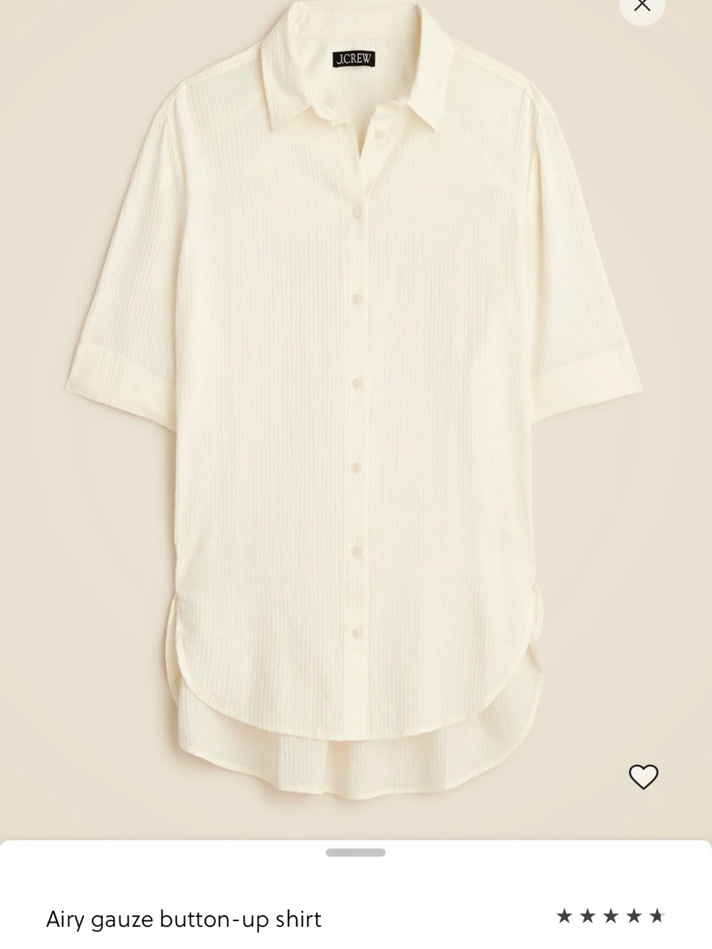 J. Crew Lightweight Cream Gauze Button-Up Shirt